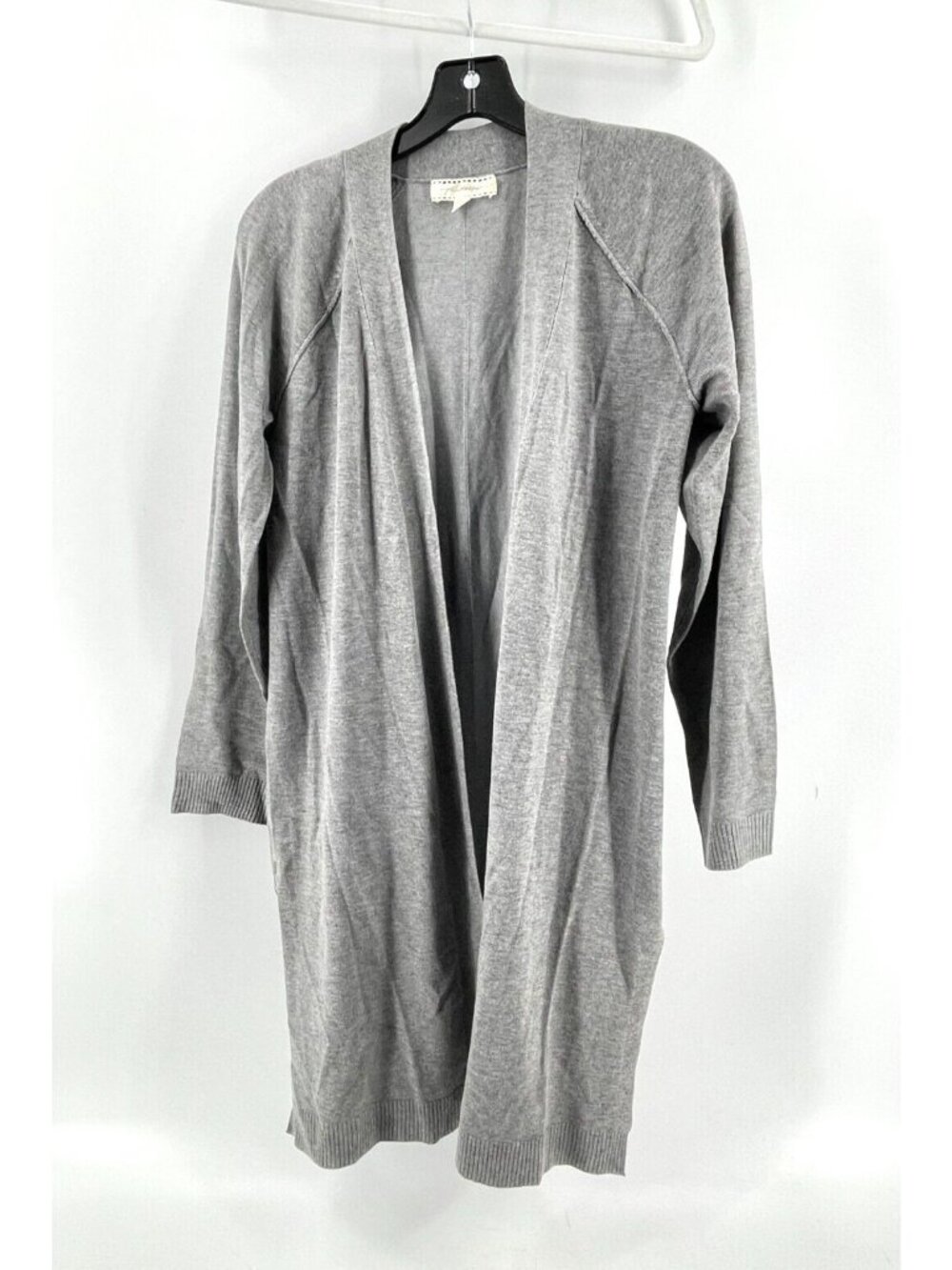 Boutique Gray Long Open Drape Front Lightweight Cardigan Sweater Size Small
